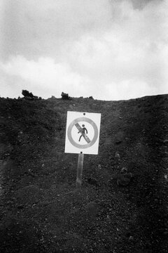 No Entry Sign in a Lanzarote Volcano