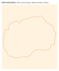 Macedonia plain country map. Medium Details. Outline style. Shape of Macedonia. Vector illustration.
