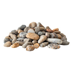 Fototapeta na wymiar Scattered pile of stones on transparent background