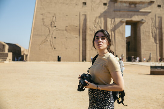 Photographer at the Egyptian temple of Edfu
