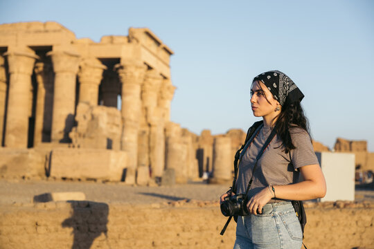 Photographer at the Egyptian temple of Kom Ombo