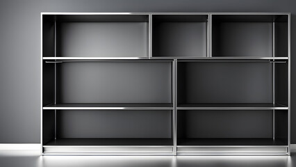 Captivating 3D Black Bookcase Shelves in Library Setting for Academic and World Book Day Background