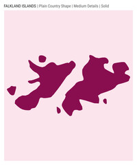Fototapeta premium Falkland Islands plain country map. Medium details. Solid style. Shape of Falklands. Vector illustration.