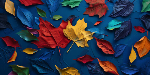 A colorful leafy background with a yellow leaf in the middle