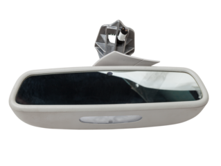 Close-up on a rear view mirror from a sedan for repair and replacement after an accident in a workshop. Auto service industry. Spare parts catalog.