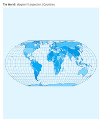 World Map in Wagner IV projection. High detail vector illustration featuring countries for infographics, education, reports, and presentations.