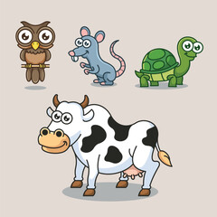 Cartoon Farm barn domestic animal for education kids children vector design art