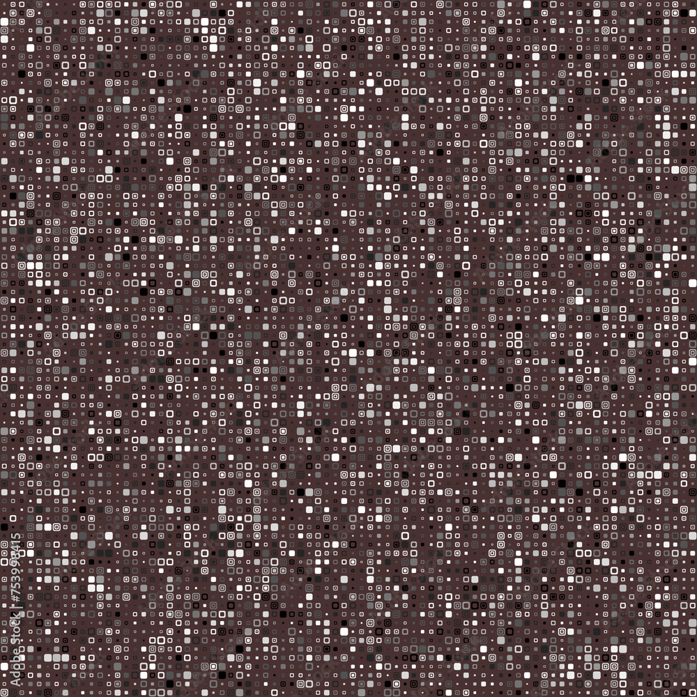 Poster pattern design featuring various styles of rounded squares in multiple colors, including rich brown,