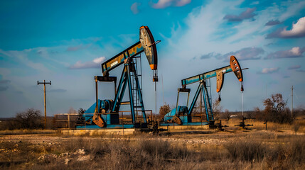 pump jacks symbolizing the significance of the oil industry in Oklahoma's history and economy - AI Generated