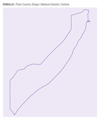 Somalia plain country map. Medium Details. Outline style. Shape of Somalia. Vector illustration.
