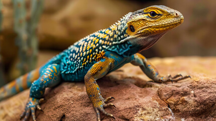 Fototapeta premium state symbols of Oklahoma, such as state reptile (common collared lizard) - AI Generated