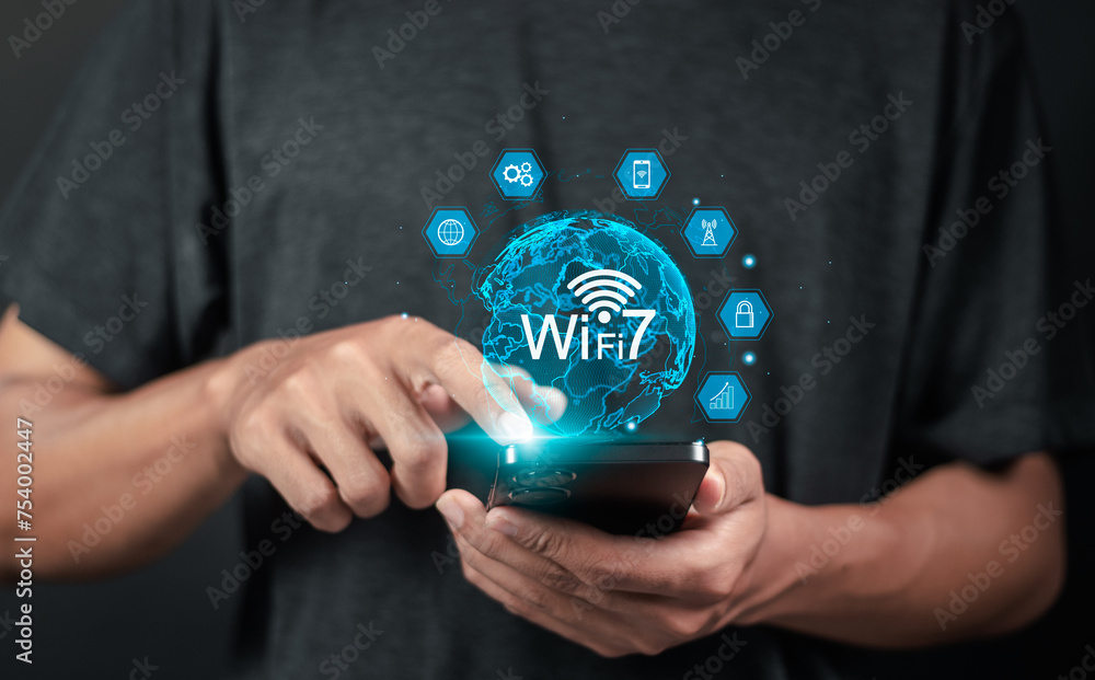 Aufkleber business communication social network concept. connect to the internet network with new technology. 