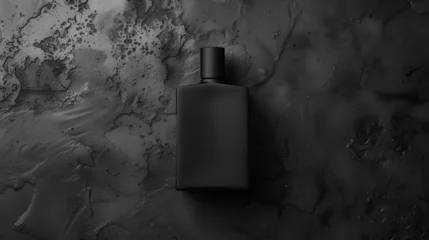 Foto op Aluminium Mockup of black fragrance perfume bottle mockup on dark background. generative ai © Malaika