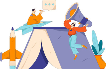 Education and learning people flat vector concept hand drawn illustration
