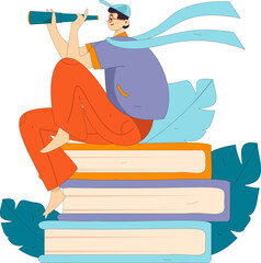 Education and learning people flat vector concept hand drawn illustration
