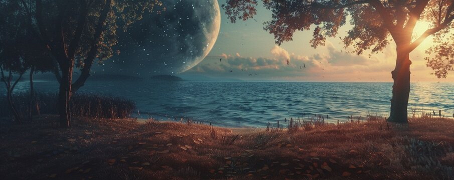 A sequence of day-to-night transitions showing the changing mood and life within a forest the serene stillness of a desert