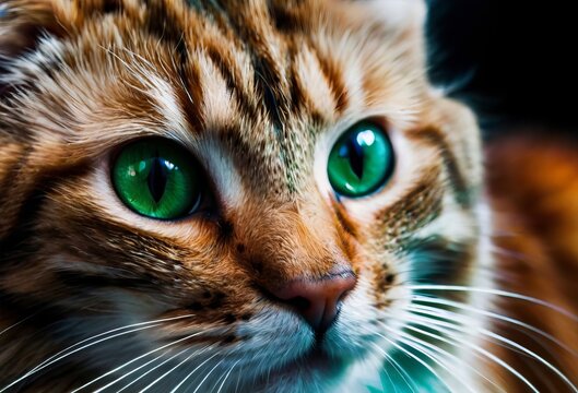 close up of a cat looking up  generative AI