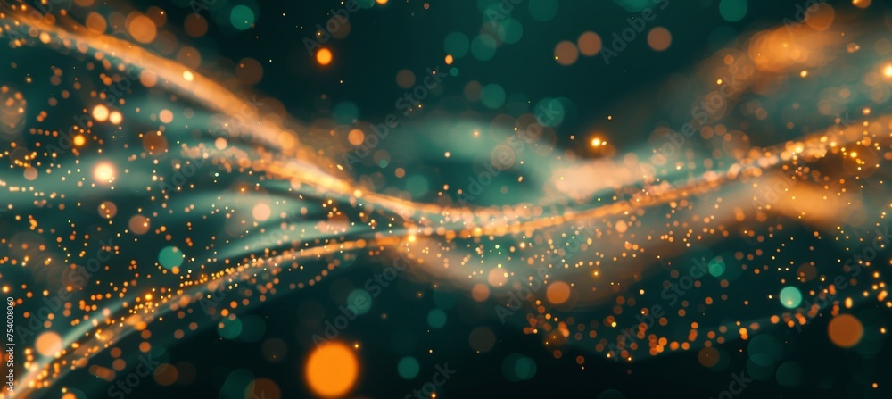 Poster abstract dark design background with futuristic waves and magical bokeh effect for creative projects