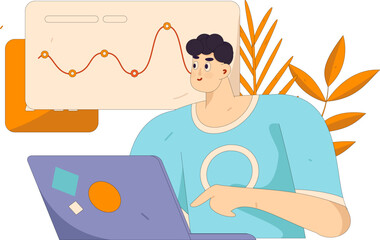 Flat vector illustration of business people operating work scene
