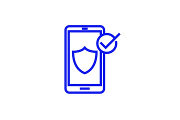 mobile data protection illustration in line style design. Vector illustration.	