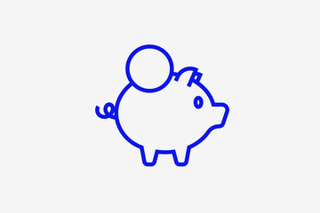 piggy bank illustration in line style design. Vector illustration.	