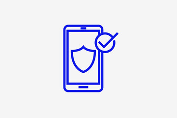 mobile data protection illustration in line style design. Vector illustration.	