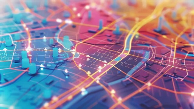 A map with various routes highlighted in different colors representing the vast network of transportation and delivery options available in todays business landscape.