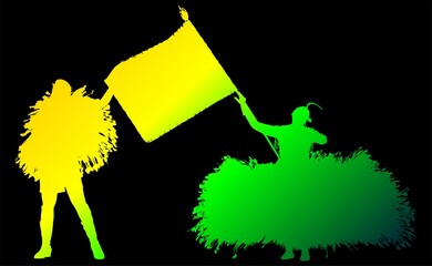 samba, baile, brasil, danza, carnaval, silueta, color, vector, pegatina, plumas, traje, ilustracion, angel, diablo 
