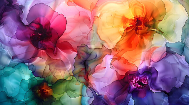 Captivating floral fantasy in vibrant alcohol ink shades. Floral Fantasy: Radiant Alcohol Ink Blooms Unveil the mesmerizing beauty of radiant alcohol ink blooms.