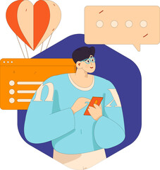 Flat vector illustration of business people operating work scene
