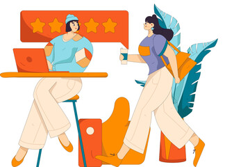 Flat vector illustration of business people operating work scene
