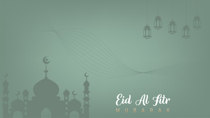 The elegant minimalist design for celebrating Eid al-Fitr for Muslims is very suitable for banners, wallpaper or backgrounds