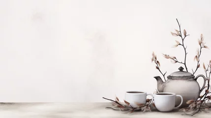 Plexiglas foto achterwand cup of tea on the table © qaiser