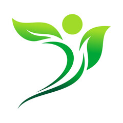 Leaf People Vector Logo Design Template