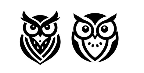 Naklejka premium set illustration owl black and white