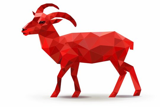 Capricorn zodiac sign shining in red color isolated on white background in vector style