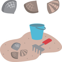 潮干狩りのイラスト