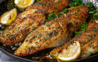 Gourmet Braised Fish Nuggets,created with Generative AI tecnology.