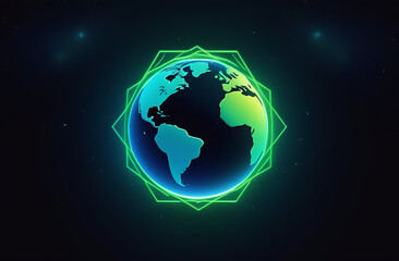 Fototapeta premium Futuristic planet Earth. Neon light. Earth Day