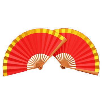 Chinese Hand Fan 3D Illustration