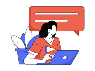 Flat vector illustration of business people operating work scene
