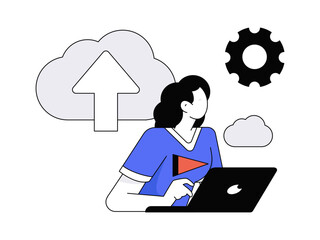 Flat vector illustration of business people operating work scene
