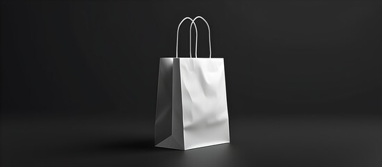 White Paper Shopping Bag Mockup on Black Background - 3D Rendering, To provide a high-quality, 3D rendered mockup of a white paper shopping bag on a
