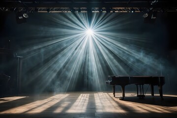 Concert rays of light in a dark room and the smoke Generative AI