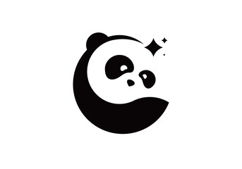 Panda sleeping on the moon, vector illustration, idea, creative
