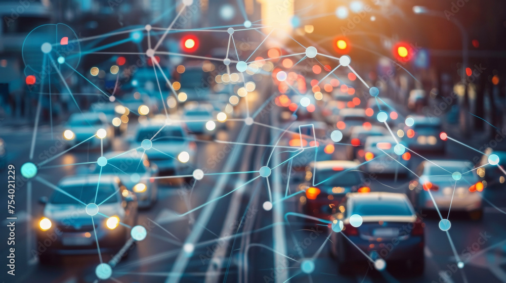 Poster a smart traffic management app sends notifications to drivers about potential delays or closures on 