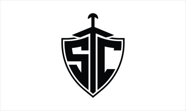 SC initial letter shield icon gaming logo design vector template. batman logo, sports logo, monogram, polygon, war game, symbol, playing logo, abstract, fighting, typography, icon, minimal, knife logo