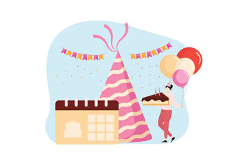 Birthday Party Flat Illustration Design