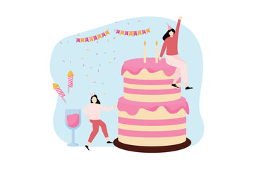 Birthday Party Flat Illustration Design