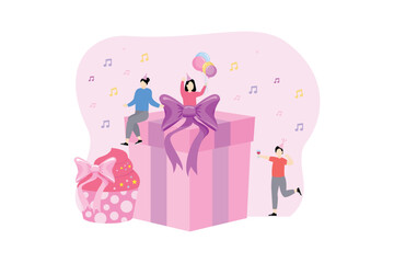 Fototapeta premium Birthday Party Flat Illustration Design